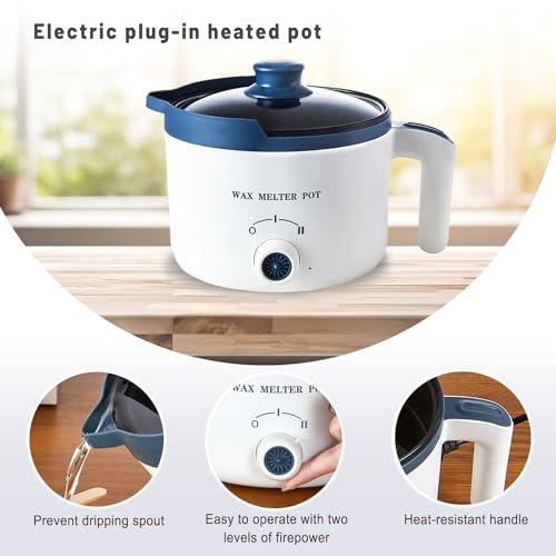 Ksedcon Derretidor de cera para fabricação de velas com bico de derramamento, kit de panela elétrica