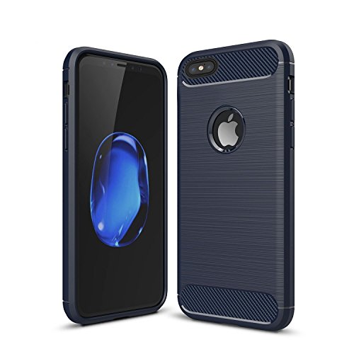 ranipobo Coque de Protection en Silicone TPU et Fibre de Carbone Ultra Fine iPhone 7/8 (Bleu)