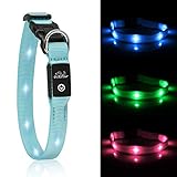 【Leichtes Robustes Hundehalsband Light】 PcEoTllar-Leuchthalsband, speziell für Welpen hergestellt. Alle Zubehörteile sind für Hunde, kleine Schnalle, kleinen D-Ring aus Edelstahl und kleine Batterie geeignet. Das Material ist jedoch langlebig.