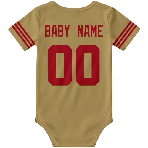 Image of KREDE Baby Clothes Custom Name Bodysuit for Baby Boy Gifts | Short Sleeves Bodysuit with Custom Number Name