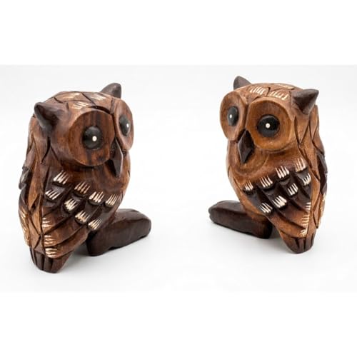 MMTONGZH Wooden Owl Statue, Exquisite Animal Sculpture Collectible, Suitable for