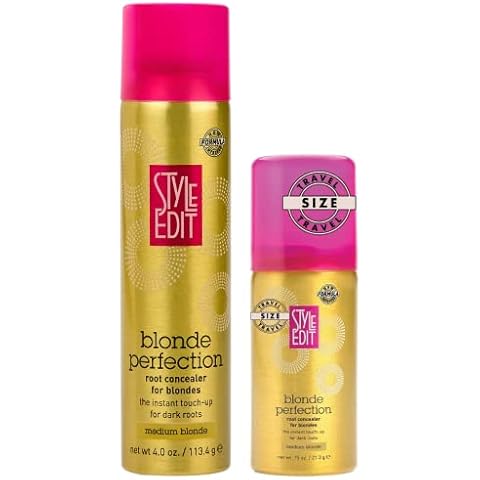 Style Edit Medium Blonde Travel Size and Full Sized Root Concealer Duo to Cover Up Roots and Grays. Cover