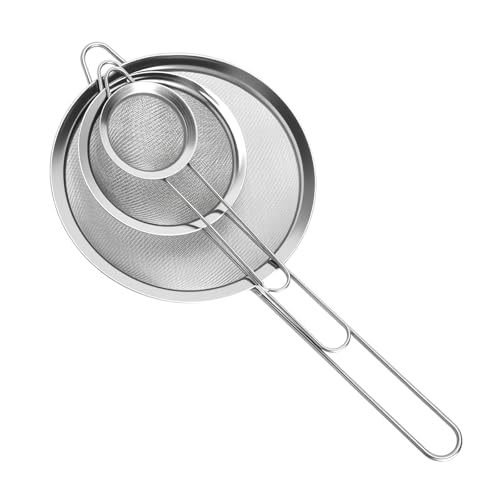 3 Pièces Passoire Cuisine en Acier Inoxydable Passoires à Huile Passoire Filtre de Maille Cuillère Écumoire pour Résidus de Filtre 7/12/18 cm