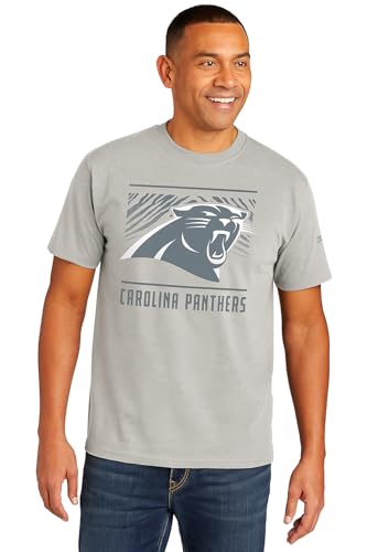 Zubaz NFL Men's Tunnel Heather Gray Short Sleeve T-Shirt, Carolina Panthers, Large