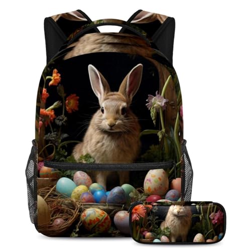 Sac à dos avec trousse d'école multicolore pour adolescents et enfants