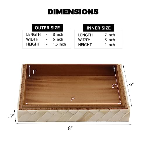 Image of Handicrafts Home Decorative Box - Handmade Jewelry Organizer Box with Lid - Keepsake Box for Home Decor, Jewelry, Accessories, Collectibles - Modern Wooden Storage Box - Braid, 8X6X1.5 inch