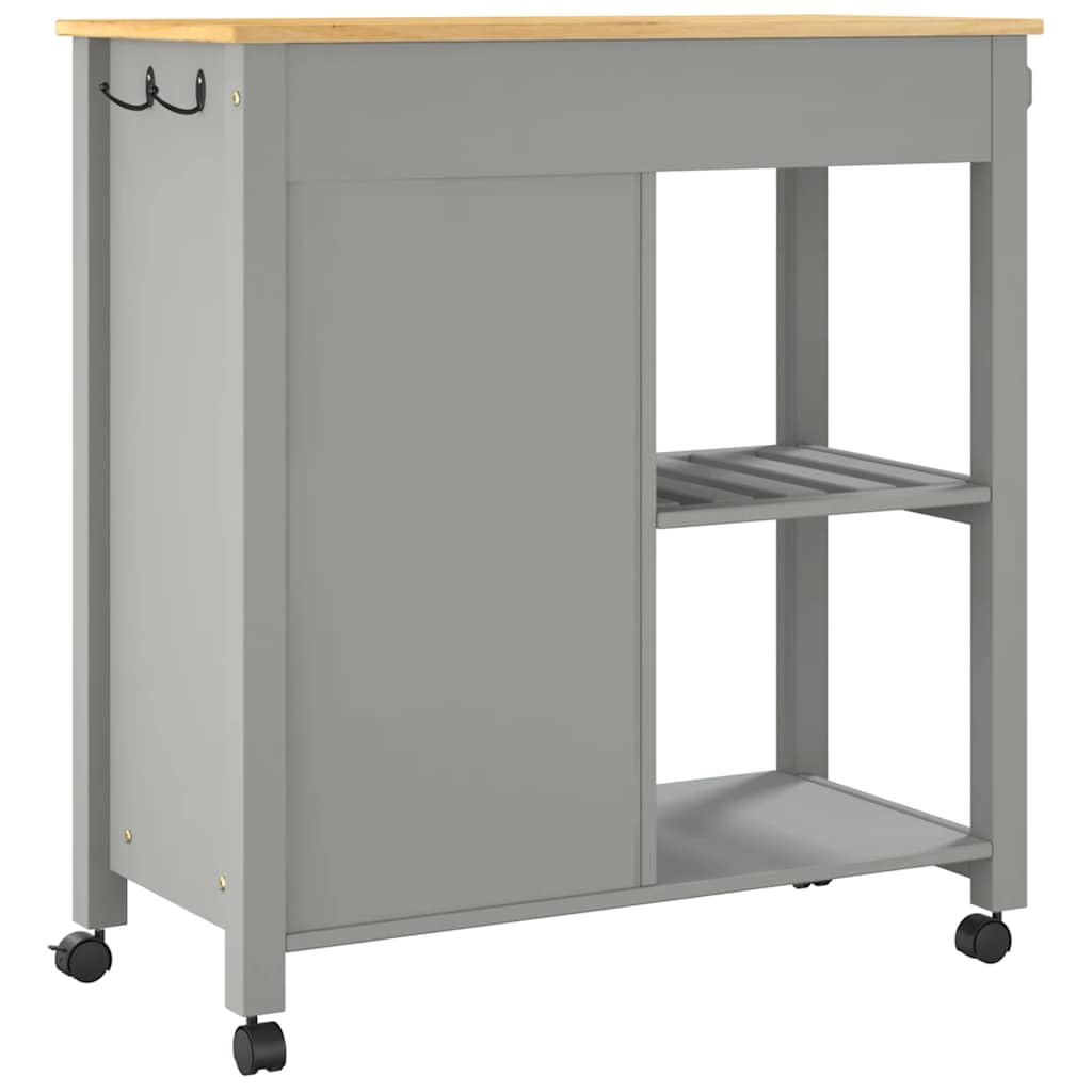 vidaXL Carrito de Cocina, Carro Organizador con Cajones Estantes, Carrito de Servicio Comida, Carro para Salón Baño Estudio, Madera Maciza de Pino