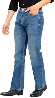 Waltz Men's High Waist Stretchable Boot Cut Wide Leg Flared Casual Denim Bell Bottom Jeans Pants for Men - Comes in Multip... Price In India