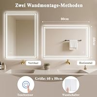 Archaluxe Badspiegel mit Beleuchtung LED Badezimmer-Spiegel 60x80cm – Ansicht 3