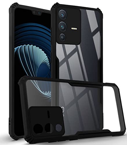 Image of Jkobi Back Cover Case for Vivo V23 Pro 5G (Crystal Glass Back | Camera Protection | Shockproof Bumpers | Professional Black)