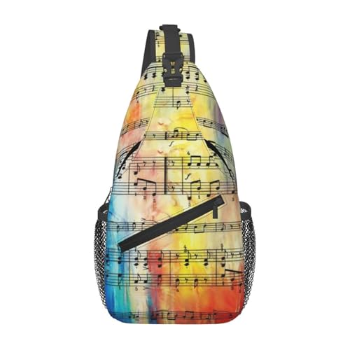 Sac à bandoulière vintage homme avec motif notes de musique pour fitness et vélo