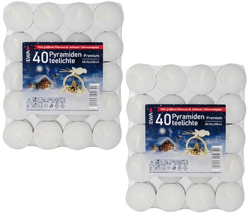 Erzgebirge Palast JEKA Pyramiden-Teelichter Premium Weiß - 80...