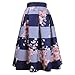 Gonna Media Lunghezza Donna Gonna a Pieghe retrò a Vita Alta Stampa Floreale Pieghe Svasate a Vita Alta con Stampa a Righe (XL,1Blu)