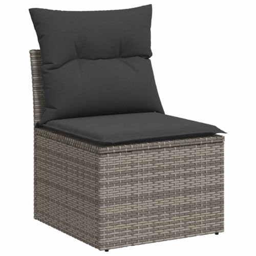 vidaXL Canapé de Jardin sans Accoudoirs Coussins, Siège avec Housse, Meuble de Terrasse Patio Balcon Extérieur, Gris Résine Tressée