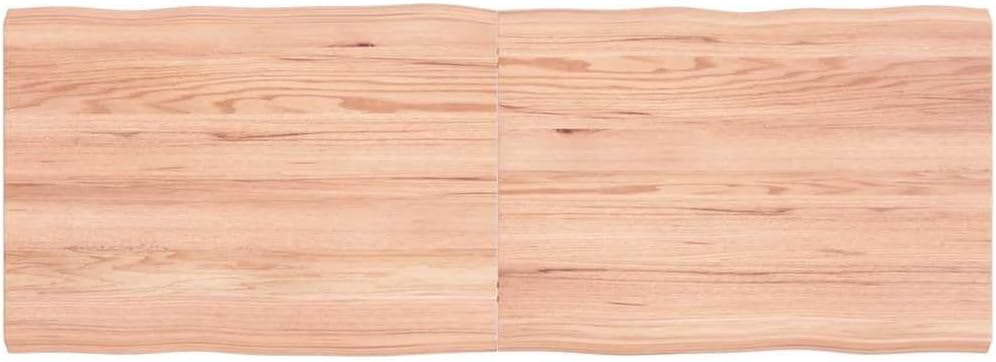 Solid Wood Live Edge Table Top 55.1"x19.7"x0.8"-1.6" Light Brown Treated Oak Replacement Tabletop for Patio Dining Coffee Table Desk