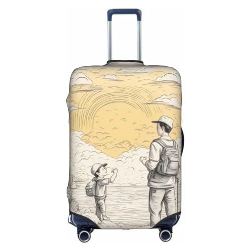 Cvnbmakk Happy Fathers Day By Sonプリントトラベル荷物カバー、防水防塵保護カバー 18-32インチのスーツケース用, ホワイト。, X-Large