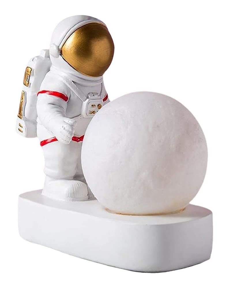 Estatua impresionante adorno for el jardín del hogar escultura decorativa soporte for tetera pequeña luz de noche astronauta dorado luz de noche figura de astronauta escultura de astronauta adornos de