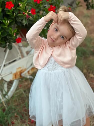 Image of Miipat Toddler Girls Cardigan Long Sleeve Bolero Shrug Kids Knit Sweater Cover Up Button Closure Cropped Tops