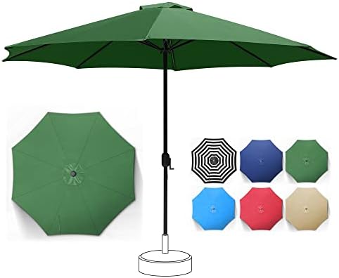 Mansader 11Ft Patio Umbrella Outdoor Market Umbrella with 8 Sturdy Ribs (Green)