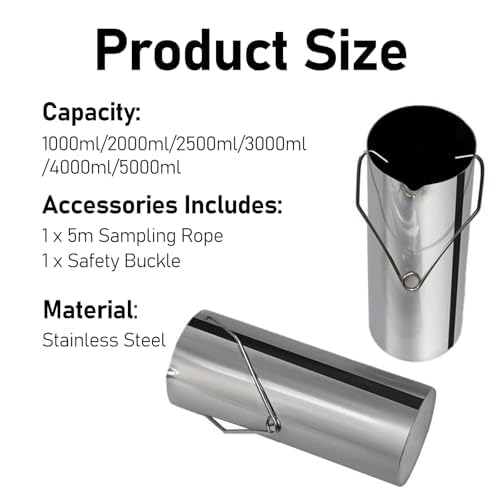 Cazo de muestras de agua de acero inoxidable, colector de cubo de muestreo ajustable, vaso ultraligero para monitoreo ambiental y pruebas de calidad del agua