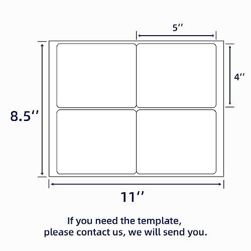 Image of 100 Sheets 400 Pcs 4 inchx5 inch 4 Up Shipping Address Labels for Laser & Inkjet Printers, Permanent Adhesive 4 per Page Shipping Labels, 4 to a Page Labels, 4 Stickers per Sheet