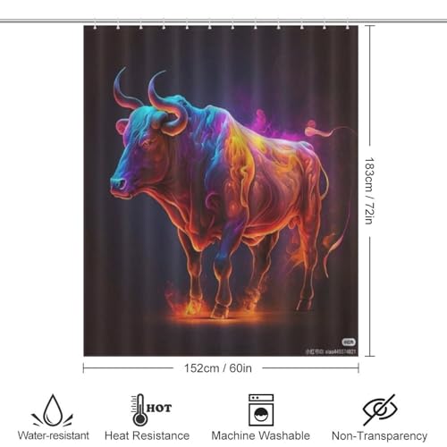 Rideau de douche en polyester de qualité supérieure lavable motif vache rustique - 4