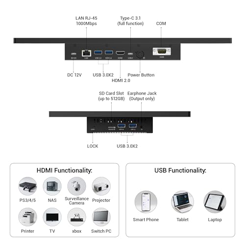 HIGOLEPC All-in-One 15.6" Desktop Computers, FHD 180°Adjustable Industrial Touchscreen Win 11 Pro Panel PC N5100 8GB RAM/128GB ROM, HDMI 2.0 WiFi 5 Bluetooth 5.0 for Office/Automation/Kiosk by HIGOLE PC - Image 4