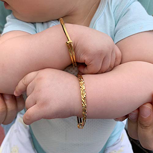 Ethlyn Baby Jewelry For Infant Girls Birthday Jewelry Present For Kids Gold Plated Baby Bangles Bracelets #TOP2