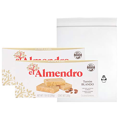 El Almendro Soft Turron Bundle - Creamy Almond Turron Gluten Free Turron Blando Con Almendras Turron Tendre Amandes Calidad Suprema W/Premium Penguin Quick Storage Pouch (2 Pack Soft Turron) #TOP4