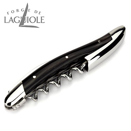 Foto von Forge de Laguiole Kellnermesser Sommelierbesteck - Griff Büffelhorn - Edelstahl glänzend