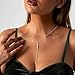 Relveo Lariat Necklace for Women,Dainty Silver Drop Y Chain Necklace with Diamond Dangle Long Necklace Simple Fashion Jewelry Set | Cubic Zirconia Necklace