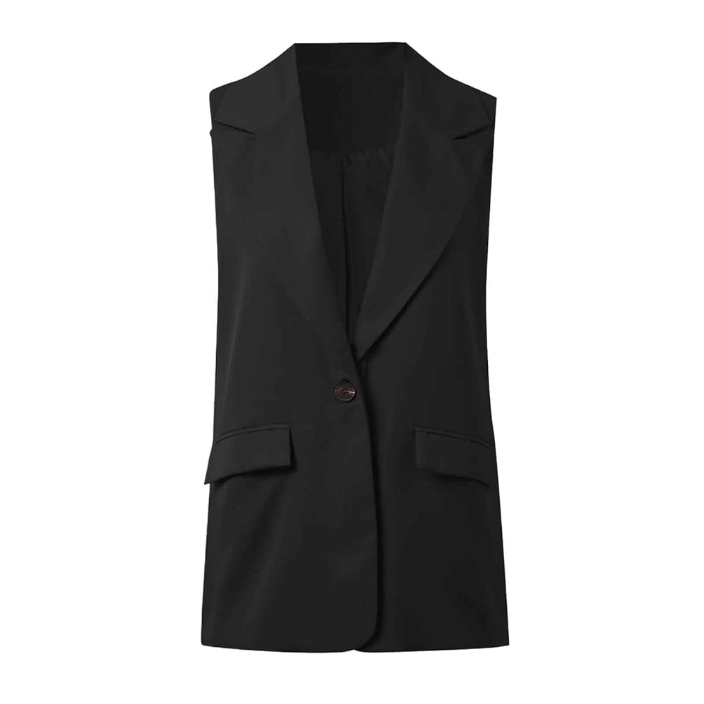 Gilet Donna Senza Maniche Con Scollo A V - Blazer Elegante Per Ufficio E Business - Foto 3