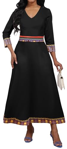 Image of VisiChenup African Print Dress for Women Casual Midi Dress