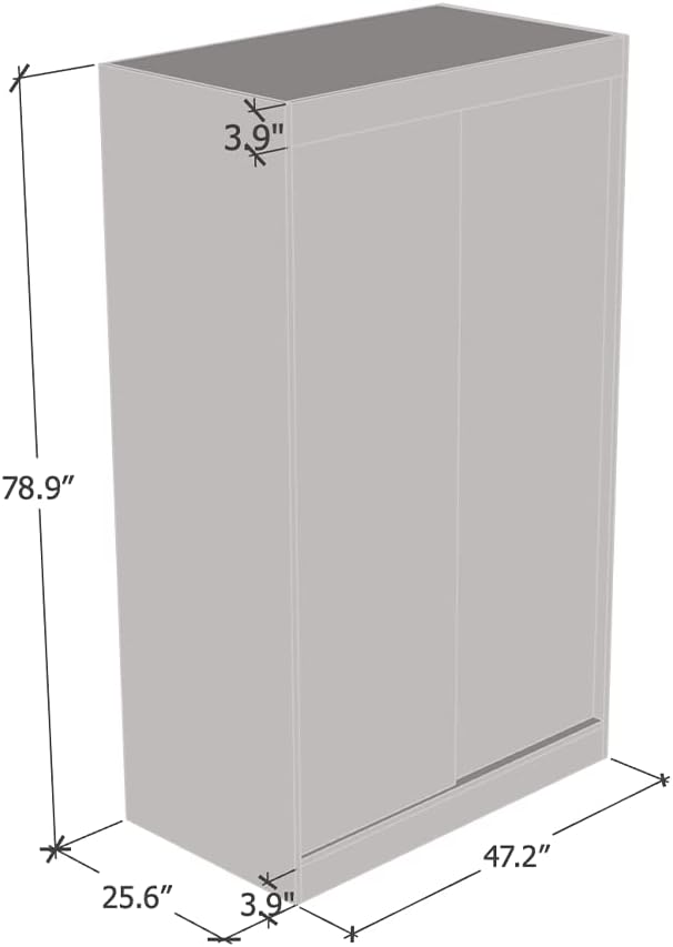 Meble Furniture Aria 2 Door Wardrobe 47" W x 26" D x 80" H Engineered Wood Mirror Doors — White