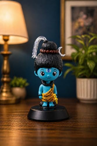 Image of Baby Shiva Idol Murti for Car Dashboard, Home Temple & Office | Mahadev Statue with Trishul | Resin Handcrafted Shiv Ji Murti for Pooja Room Decor, Spiritual Gift & Home Decoration
