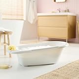 Rotho Babydesign Bella Bambina Badewanne - Stilvolle Weiße Babybadewanne für Kinder - Geräumige und Praktische Duschbadewanne für Sicheres und Bequemes Baden