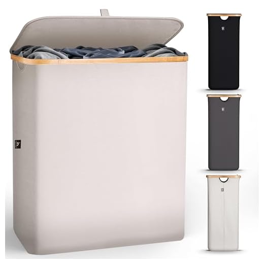 Hennez Laundry Basket With Lid - 140L Double Dirty Clothes Hamper With Removable Bag - Laundry Bin With Lid - Tall Laundry Hamper With Lid - Bathroom, Dorm, College Large Hamper for Laundry With Lid