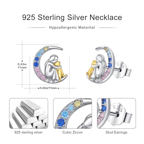Image of 925 Sterling Silver Dog Earrings Cute Animal Puppy Stud Earrings Dog Jewelry Gifts for Women Girls Pet Lover Hypoallergenic Earrings for Sensitive Ears