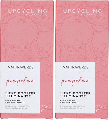 Naturaverde | Siero Viso Booster Upcycling Pompelmo, Con Estratto di Pompelmo, Vitamina C e Acido Ialuronico, Siero Idratante e Illuminante, 30ml (Confezione da 2)