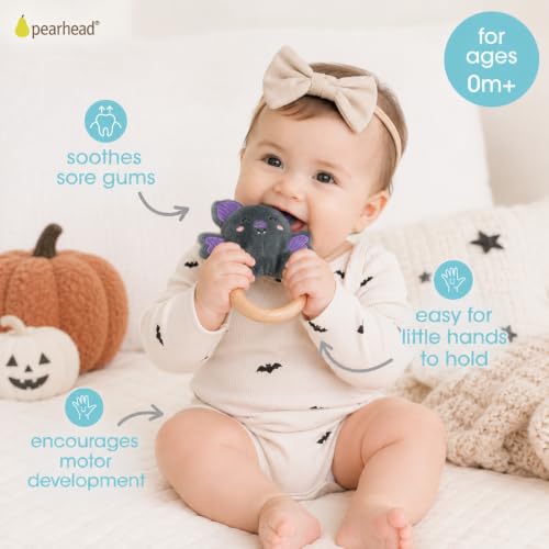 Image of Pearhead Halloween Bat Wooden Baby Teether