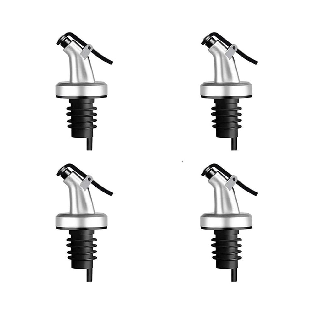 Liquor Pourer Stainless Steel Bottle Cocktail Free Flow Mixing Liquor Pourer (Oil DRIZZLER (4PCS))