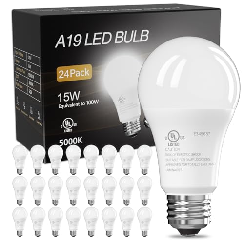 Image of TJOY 24 Pack LED Light Bulbs, 100 Watt Equivalent A19, Daylight White 5000K