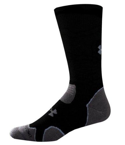 Under Armour Coldgear Hitch Heavy Cushion Boot Socks, Black/Gray, Large,
