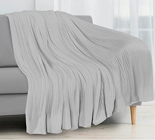 Couverture cellulaire coton bio Superking gris drapé luxe - 6