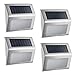 LED Solar Light,Elelink 4 Pack Outdoor Stainless Steel LED Solar Step Light; Illuminates Wall ,Stairs, Deck, Patio, Etc (4 Pack )