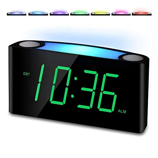 Alarm Clock for Bedroom, 7.5" Large Display LED Digital Clock with 7 Color Night Light,USB Phone Charger,Dimmer,Battery Backup,Easy to Set Loud Bedside Clock for Heavy Sleepers Adult Teen Kid Boy Girl