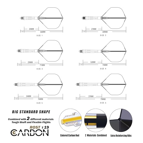 CUESOUL ROST T19 Carbon Integrated Dart Shaft and Flight,Big Standard Shape,Yellow flight and yellow shaft,Set of 3(CS-AK57DB7-4) - Image 2