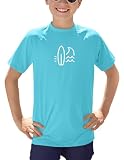 BesserBay Jungen Kinder Druck Badeshirt Bademode Schwimmshirt UV Shirt Blau Kurzarm Rashguard 130