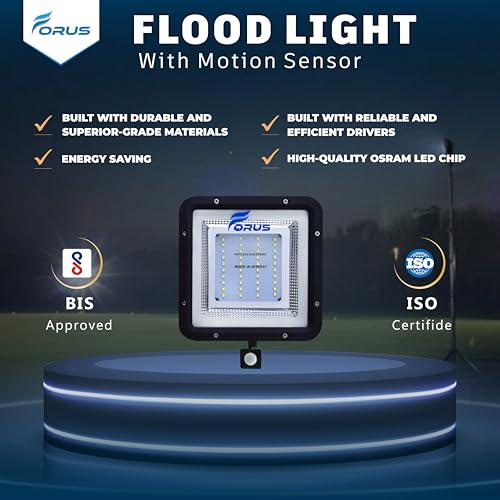 Image of Forus 30W LED Outdoor Flood Light with Motion Sensor, 8-15ft Detection, 180 Sensing, Day-Night Dual Mode, IP67 Waterproof, 4-Year Warranty, Security Light for Factory, Shop, Garden,Warm White-1PC