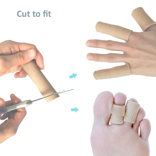Image of SOHLER 6 Packs Closed Toe Caps Finger Covers Sleeve Protectors, Elastic Fabric Lined with Soft Gel (Large)